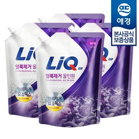 애경 리큐 얼룩제거 올인원 액체세제 리필 2.1L x4개