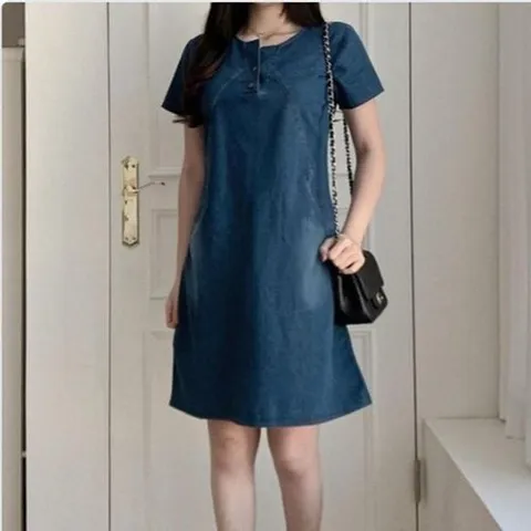 셀러허브 패션 [라일리여성의류] Rly 캐주얼 여성 데님 원피스 미디 여성 반팔 원피스 (49586399)