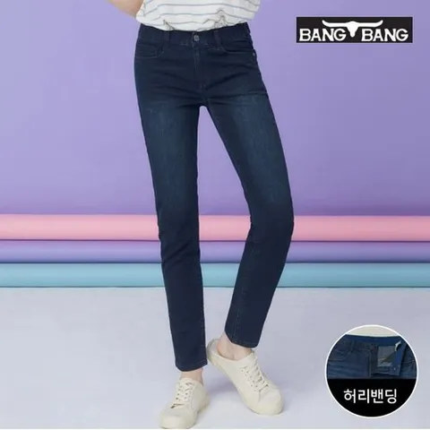 뱅뱅 여성 썸머 슬림핏 스판 데님 네이비_P322357804