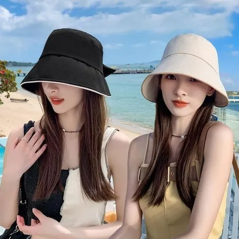 셀러허브 1 가벼운 봄 여름 가을 햇빛차단 뒷리본 버킷햇 벙거지