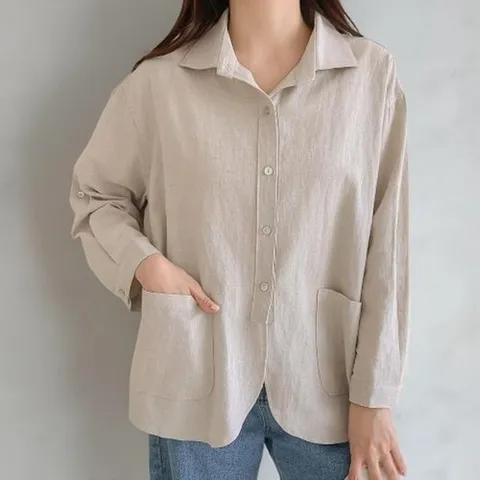 패션플러스 다잇템] 여성 SS 힙커버 더블포켓 셔켓 카라넥 자켓21265063588872