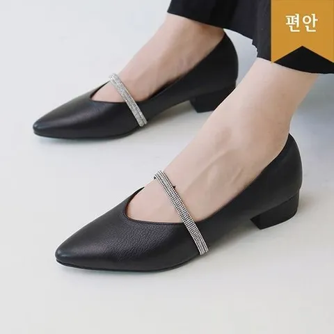 호박슈즈 3cm굽 소가죽 쥬얼노트 힐 오피스화 정장 펌프스 112095_P328488123