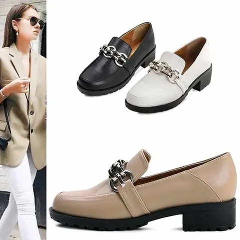 kami et muse 메탈 체인 미들힐 로퍼KM21w364