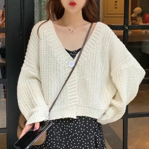 셀러허브 1 굵은 짜임 숏가디건 원피스 코디 가디건 캐주얼 느낌