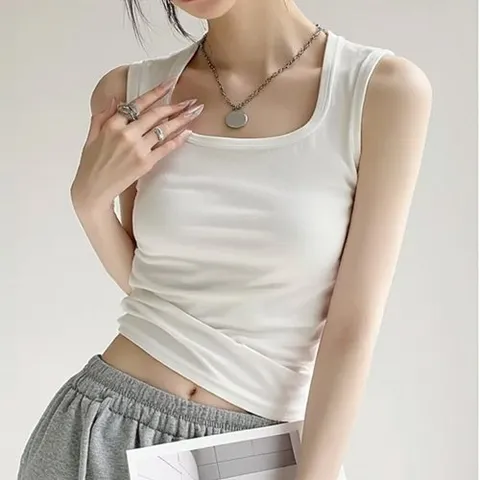 패션플러스 여성 하이백 스퀘어넥 데일리 기본 나시 민소매