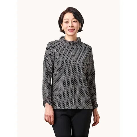 마담엘레강스 마담엘레강스] 버티칼 메쉬 배색 블라우스 KYV3BL04