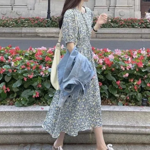 패션플러스 [셀럽하우스] 시원한 HVZQ1384 플라워 드레스 쉬폰 원피스 여름 하객룩 코디