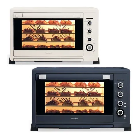 위즈웰 루미오븐 크림/네이비 80L 4단 홈베이킹 전기 컨벡션 오븐 제과 제빵