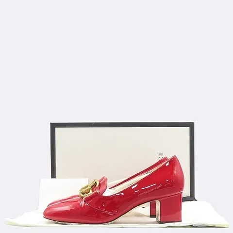 구찌 고이비토 중고명품 Gucci(구찌) 525333 레드 컬러 페이던트 마몬트 여성용 펌프스 구두 - 260MM
