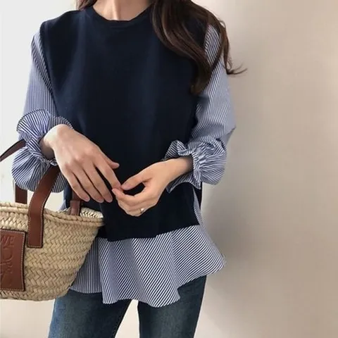 스위트 3 color 블라우스 조끼 세트_P319334370