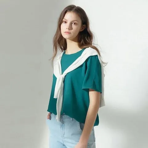 더핸드메이드 썸머 실키 데일리 티블라우스 한여름 반팔 55~88_P323861375