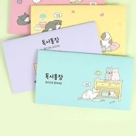 셀러허브 패션 [QNV595X7_58]초등독서기록장 냥냥독서통장(4개세트)