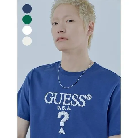 게스 유니 발포 무테 삼각 반팔 티셔츠 MQ2K8435_P424835117