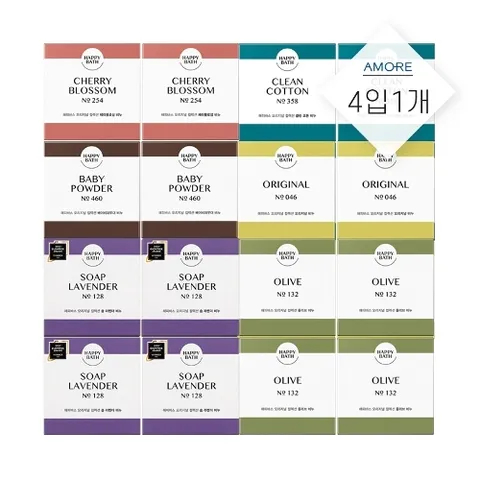 아모레퍼시픽 해피바스 오리지널 컬렉션 비누 4입 (향기선택)