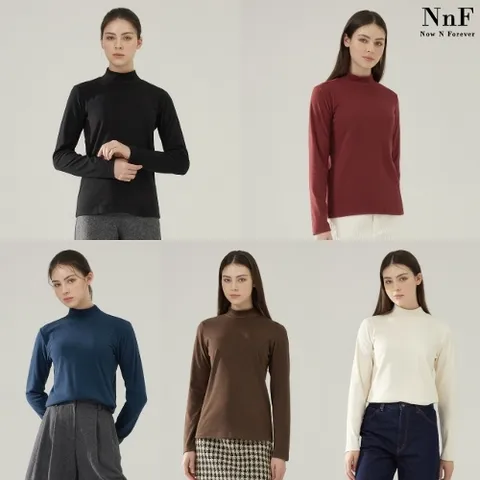 NnF 최종가 여성 소프트 기모 모크넥 티셔츠 5종
