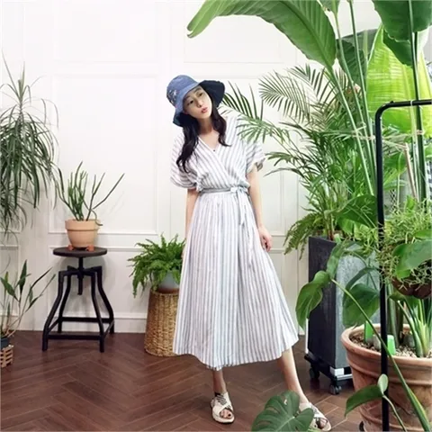 앞머리 브이넥 썸머 롱 랩 원피스n617 _P081786154
