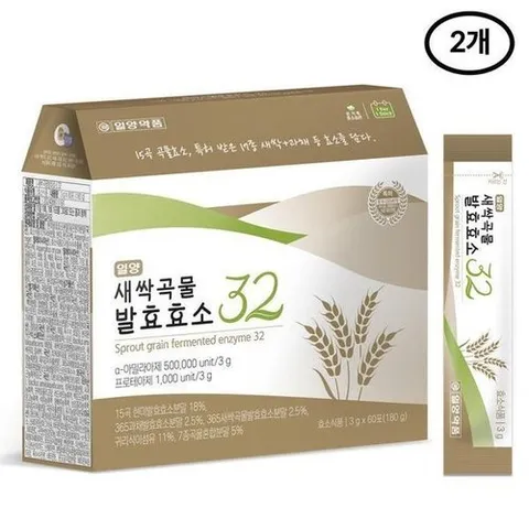 기타브랜드 일양약품 새싹곡물 발효효소 32 60포 2개 - 귀리식이섬유,유산균함유,베타글루칸_P403862481