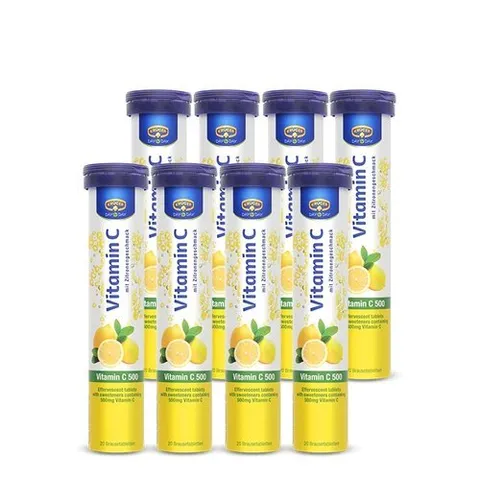 크루거 독일 발포 비타민C 500 20정 8통  / 레몬맛 타먹는 비타민 마시는 비타민C