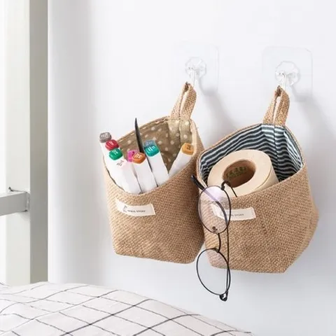 기타 린넨 코튼 패브릭 수납 바구니 벽걸이수납바구니