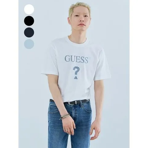 게스 유니 세미오버핏 삼각그래픽 반팔티셔츠 NQ2KE407_P418520264