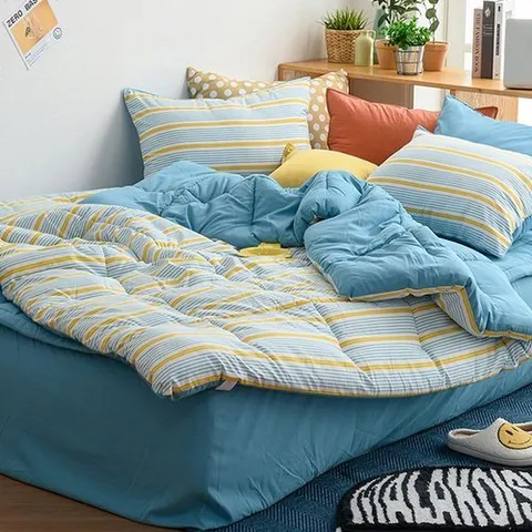 [알티피아]피콕 나나 스트라이프 퀸 차렵 이불 베개커버 세트 (WEAA609)