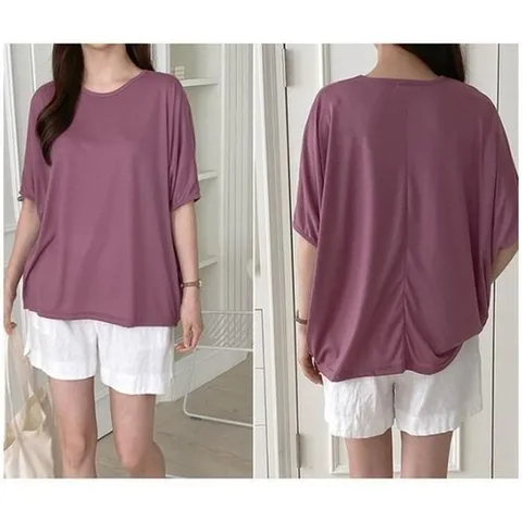 셀러허브 패션 여성 가오리핏 편안한 홈웨어 시보리 티셔츠