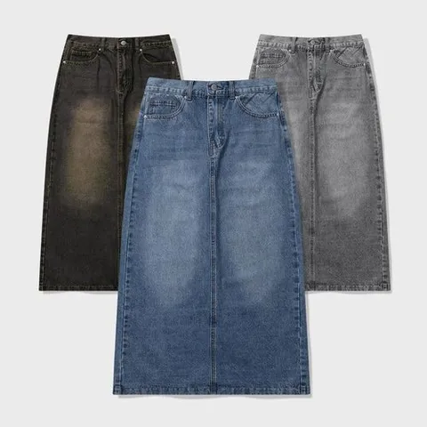 셀러허브 패션 h라인 데님 롱 스커트 여성 롱 청치마 청스커트 봄 여