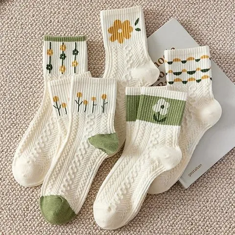 셀러허브 패션 [잇백잇슈] 그린꽈배기중목양말셋 혼합5종 산뜻한컬러 (12822495A)