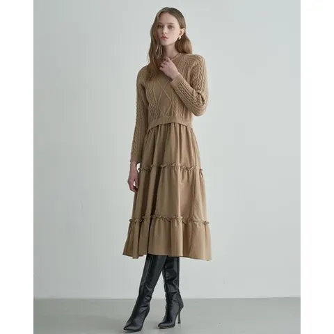 르니앤맥코이 라운드 니트 페미닌 캉캉원피스