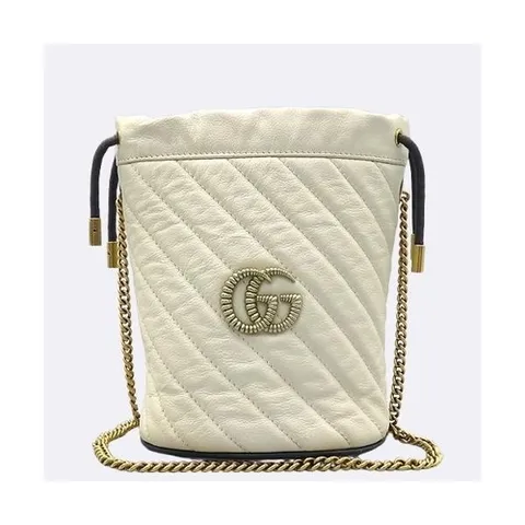 구찌 고이비토 중고명품 Gucci(구찌) 573817 화이트 레더 마몽트 미니 버킷 숄더백