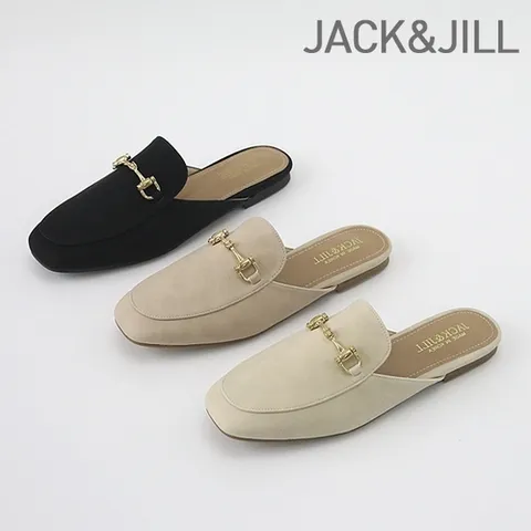 잭앤질 누벅 골드장식 백리스플랫(JC1558)