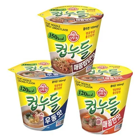 오뚜기 컵누들 매콤한맛 6입 + 우동맛 6입/매콤찜닭맛