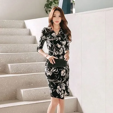 셀러허브 1 랩 원피스 호텔 여행 호캉스 리조트 플라워 슬림 미디