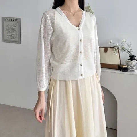 무드무드 이클린 쉬폰 미니 가디건_P337878201
