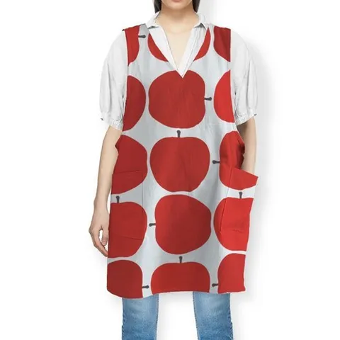 모노기와 린넨 크로스 앞치마 빨강사과 과일_01 design 2size