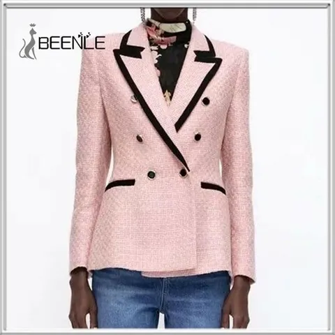 셀러허브 패션 [오노마] ONM BEENLE 여성자켓 2022 패션 더블 브레스트 트위드 체
