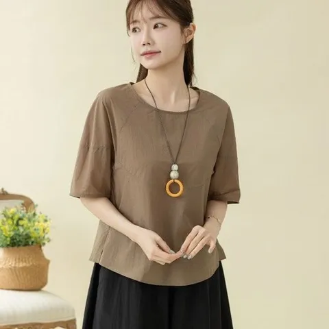 디얼마미 디얼마미] 앨리아 라운드 블라우스 /마담 미시 중년 여성 빅사이즈 40대 50대