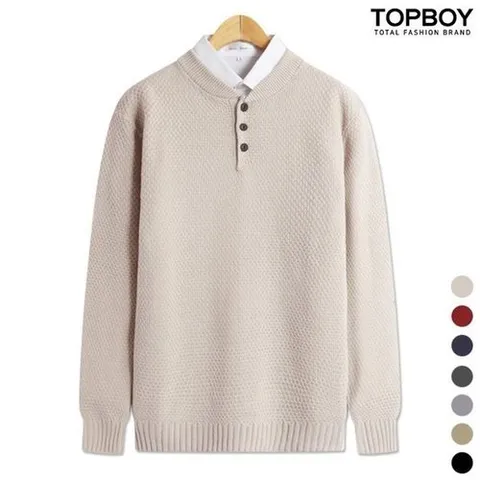 TOPBOY 버튼 헨리넥 니트 SM068_P073361563
