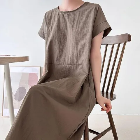 셀러허브 패션 여성 휘뚜루 바스락 뒷셔링 A라인 롱원피스_3