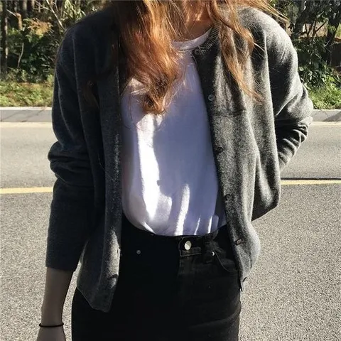 셀러허브 1 슬림핏 캐주얼 단추 가디건