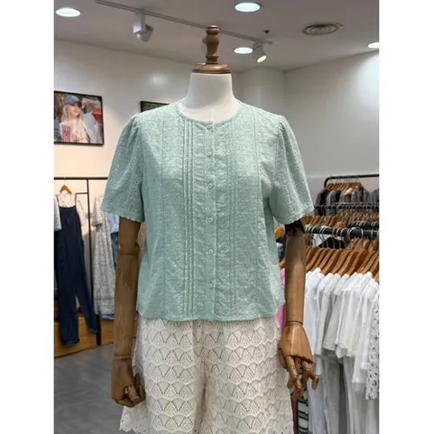 써스데이아일랜드 펀칭 아일렛 풀 오픈 블라우스 t254abl264DG