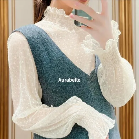 셀러허브 패션 [라일리의류] Rly 아우라벨르 러플도트 블라우스이너셔츠 프릴셔츠웨어