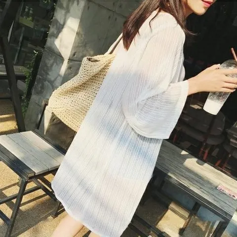셀러허브 1 [XBH4J33P]쉬폰하프로브가디건 해변 비치 바캉스 자켓 (15690768)