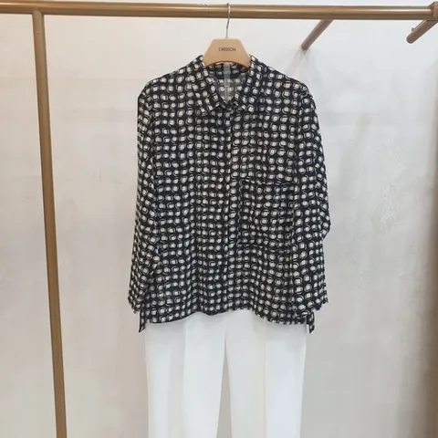크레송 스퀘어   셔츠형  블라우스  NWCGBG50DG
