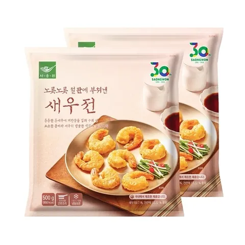 사옹원 노릇노릇 철판에 부쳐낸 새우전 500g 2개