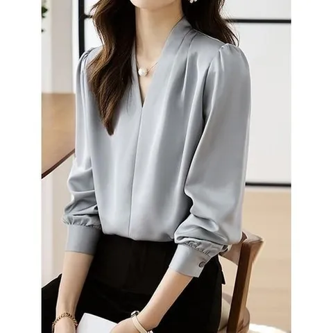 클라셰 77까지슬릿새틴레이디블라우스B5S0566_P391367149