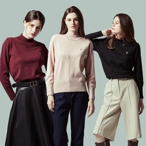 비버리힐즈폴로클럽 여성 클래식 WOOL 블렌디드 버튼 터틀넥 니트 3종