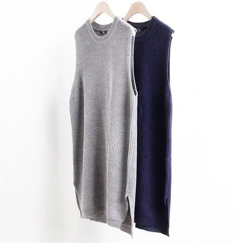 셀러허브 패션 빅사이즈사랑해요 1468L009 펀칭 니트 롱 조끼 AP