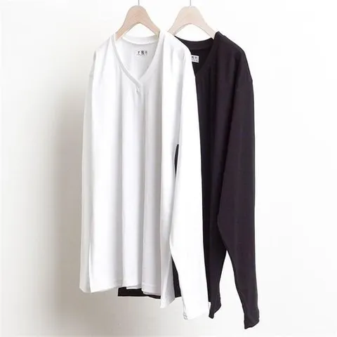 셀러허브 패션 빅사이즈사랑해요 w035L101 베이직 30수 브이넥 티 WW