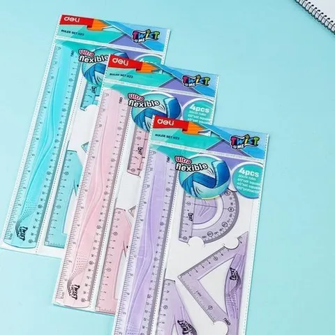 셀러허브 1 [XBJI0610_48]텔 플랙시블 투명 자 4종세트 색상랜덤 필기 문